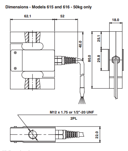 615-150Kg稱(chēng)重傳感器產(chǎn)品尺寸