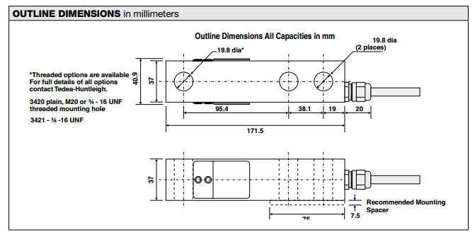 3420-7500lb稱重傳感器產(chǎn)品尺寸