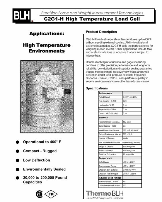 美國(guó)BLH C2G1稱重傳感器尺寸