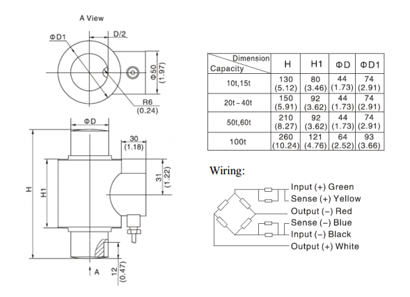 BM14K-C3稱重傳感器尺寸圖