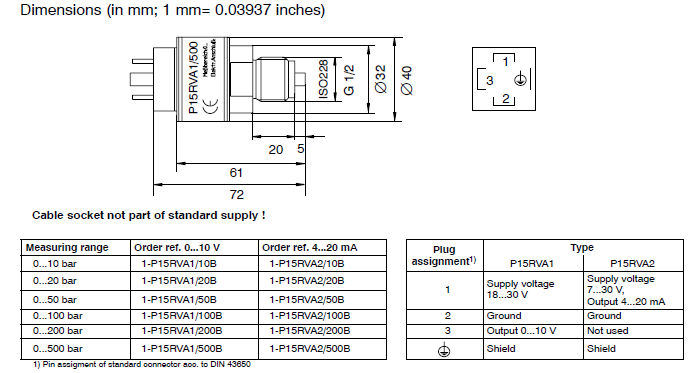 P15壓力傳感器結構尺寸
