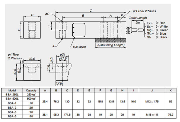BSA-2tf產(chǎn)品尺寸圖 BSA-2tf產(chǎn)品尺寸圖
