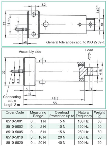 Model 8510力傳感器產品尺寸圖