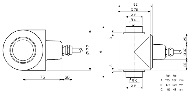 ASL稱重傳感器尺寸圖 ASL稱重傳感器尺寸圖