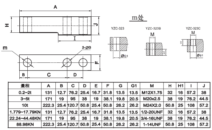 廣測(cè)GUANGCE YZC-323稱重傳感器產(chǎn)品尺寸圖